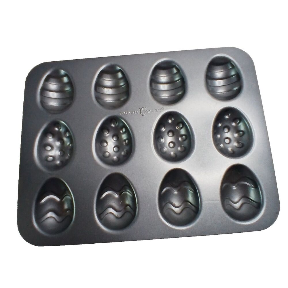 Nordic Ware Easter Egg Cookie Mold Pan NonStick Aluminium 12x9" Vintage 12 Molds